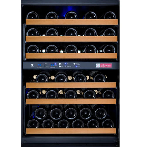 Allavino 47" Wide FlexCount II Tru-Vino 112 Bottle Four Zone Black Side-by-Side Wine Refrigerator