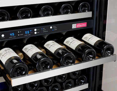 Allavino 47" Wide FlexCount II Tru-Vino 56 Bottle/124 Can Stainless Steel Side-by-Side Wine Refrigerator/Beverage Center