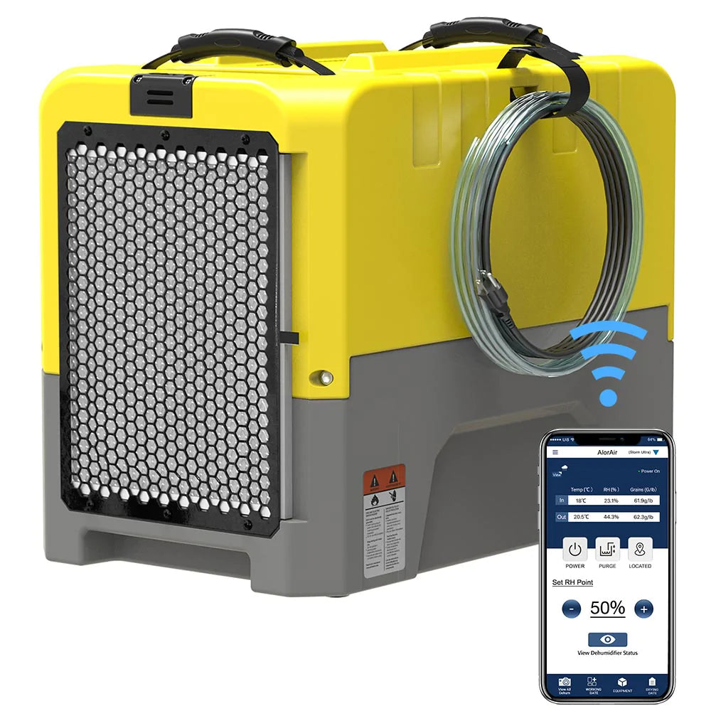 AlorAir 85PPD Large Dehumidifier for Basement, Storm LGR Extreme-Yellow-WIFi, X002IREP4V